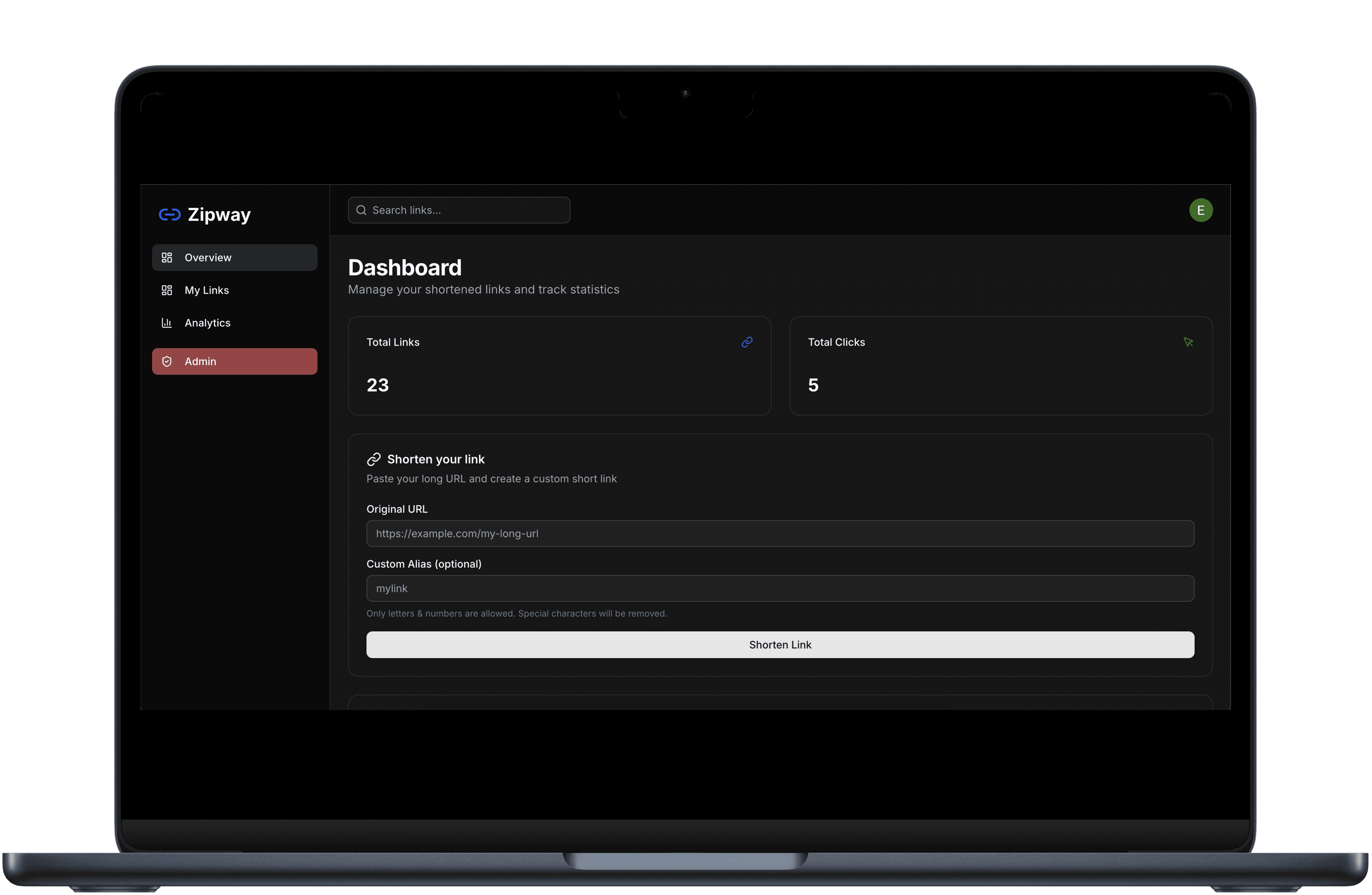 Modern URL shortener with control panel